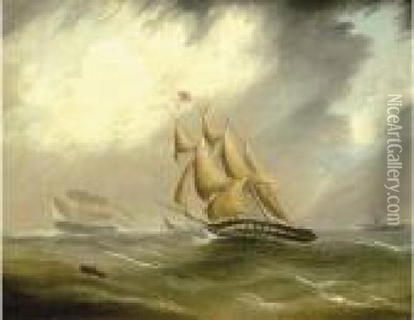 Shipping In Open Sea Oil Painting - Frederick Calvert
