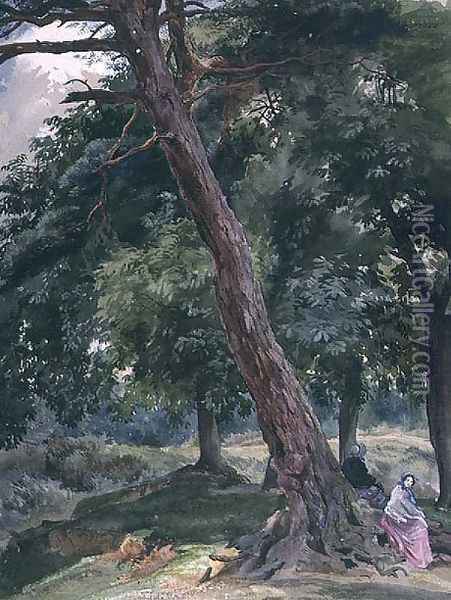 Landscape with Trees and Figures Oil Painting - Thomas Collier