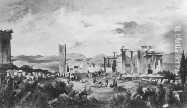 Auf Der Akropolis Von Athen Oil Painting - Ernst Hermann