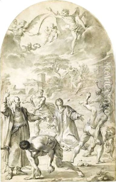 The Stoning Of St. Stephen Oil Painting - Aureliano Milani