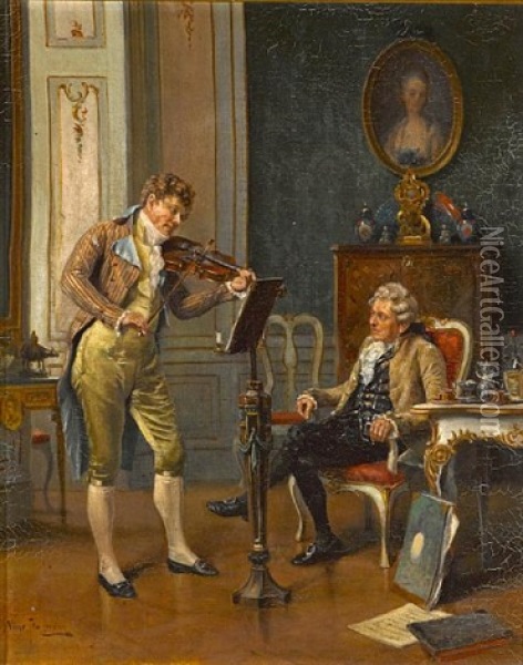A Musical Serenade Oil Painting - Vincent Stoltenberg-Lerche
