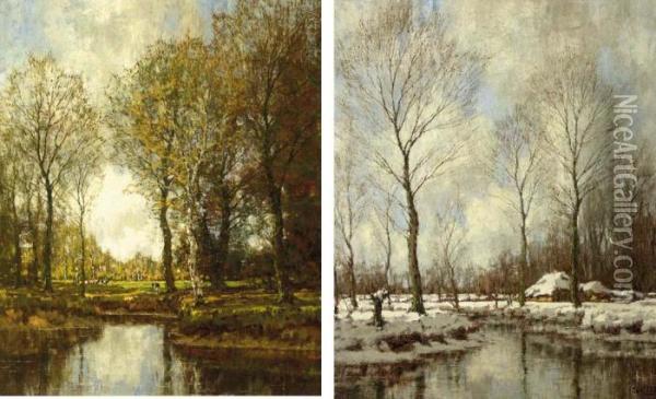 Summer; Winter Oil Painting - Arnold Marc Gorter