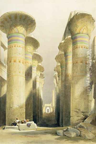 Central Avenue of the Great Hall of Columns, Karnak, from Egypt and Nubia, Vol.1 Oil Painting - David Roberts