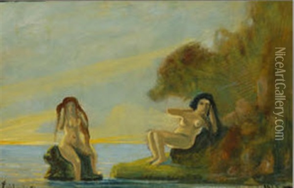 Bathers Oil Painting - Louis Michel Eilshemius