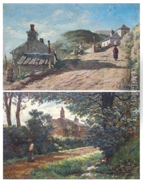 The Mountain Road, Great Orme, Llandudno (+ A Lancashire Lane; Pair) Oil Painting - Elias Mollineaux Bancroft
