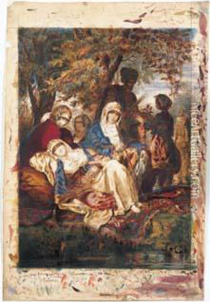 Femmes Aux Eaux Douces, Turquie, 1880. Oil Painting - Amadeo Preziosi