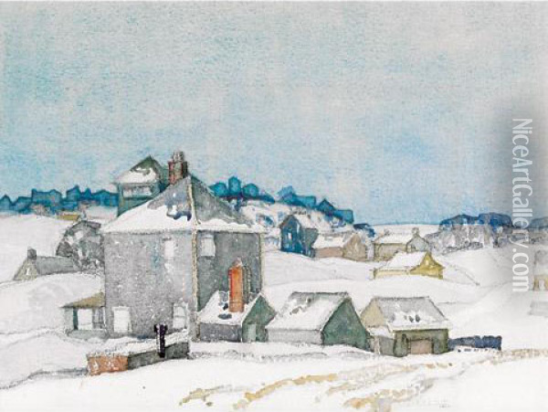Village In Winter Oil Painting - Franklin Carmichael