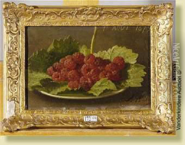 Assiette De Framboises Oil Painting - Jean-Baptiste Robie