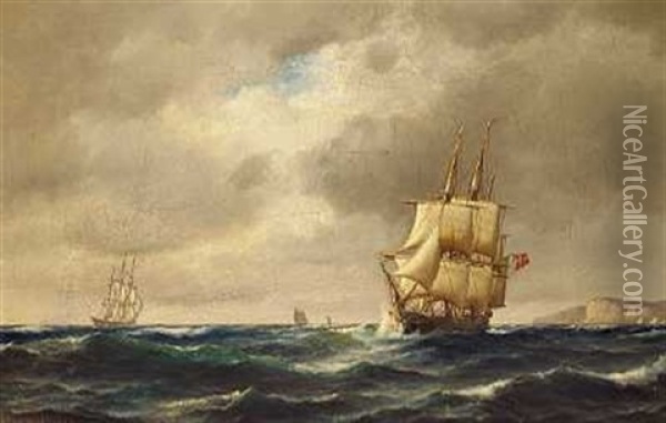 Sejlskibe Pa Havet Oil Painting - Carl Ludwig Bille