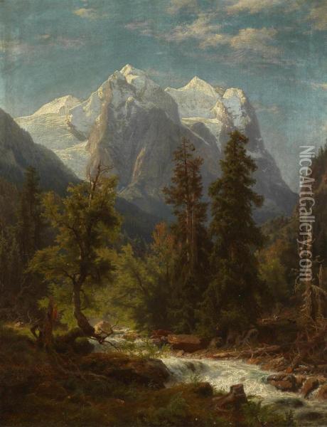 Mountainlandscape Oil Painting - August Wilhelm Leu
