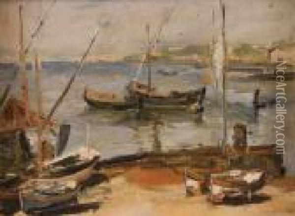 Barche Nel Porticciolo Oil Painting - Luigi Crisconio