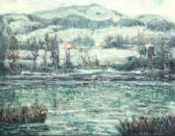 Harlem River Landscape Oil Painting - Ernest Lawson
