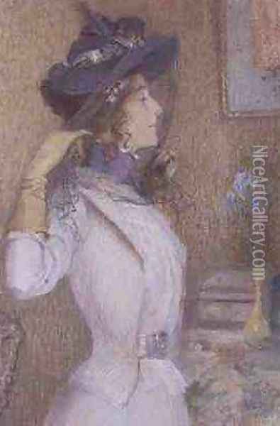 Woman with Violets Oil Painting - Armand Point