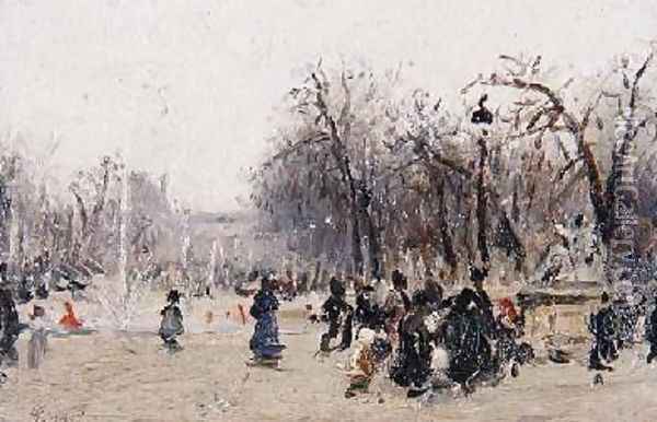 In the Tuileries Gardens Oil Painting - Gaspar Miro Lleo