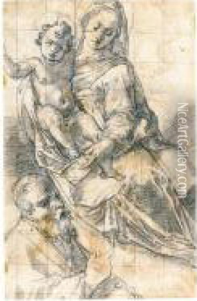 Madonna And Child With St. Petronius Oil Painting - Lorenzo Sabatini