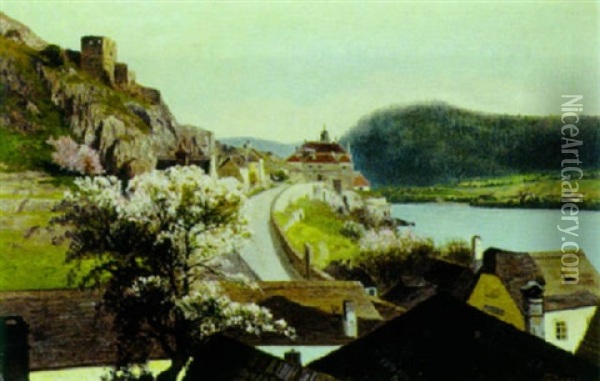 Durnstein Oil Painting - Franz (August Waidhofer) Demel