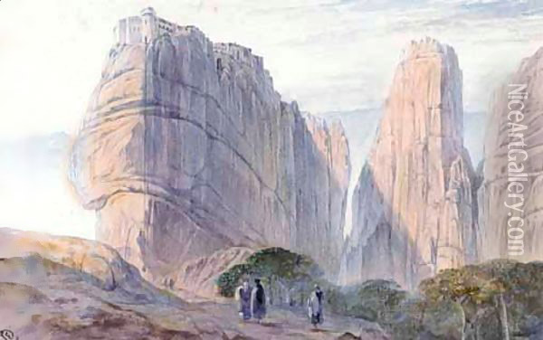 The Monastery Of Baarlam, Meteora Oil Painting - Edward Lear