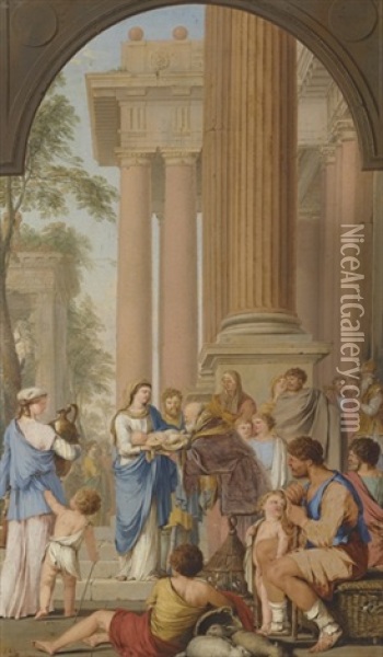 The Presentation In The Temple Oil Painting - Laurent de (LaHyre) LaHire