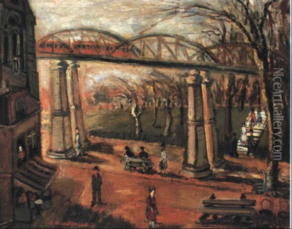The Bridge Oil Painting - Abraham Mintchine