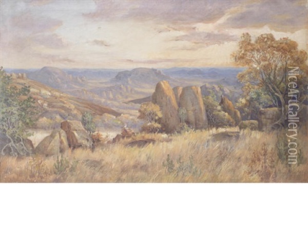 The Blue Hills Of The Matappos, Rhodesia Oil Painting - Pieter Hugo Naude