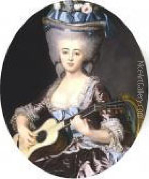 Portrait Of Madame Dubois Oil Painting - Antoine Vestier