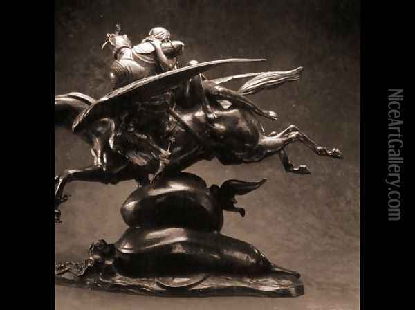 Roger and Angelica on the Hippogriff [detail 1] Oil Painting - Antoine-louis Barye