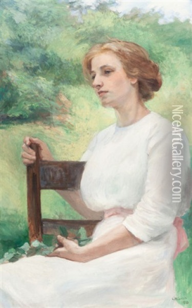 Seated Woman (reflection) Oil Painting - Caroline A. Lord
