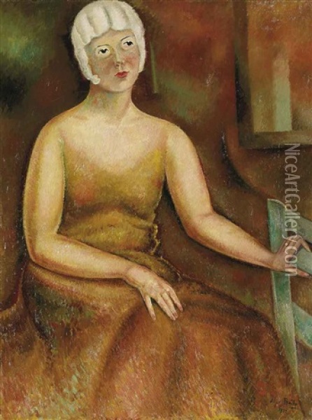 Jeune Femme A La Perruque Blanche Oil Painting - Alice Bailly