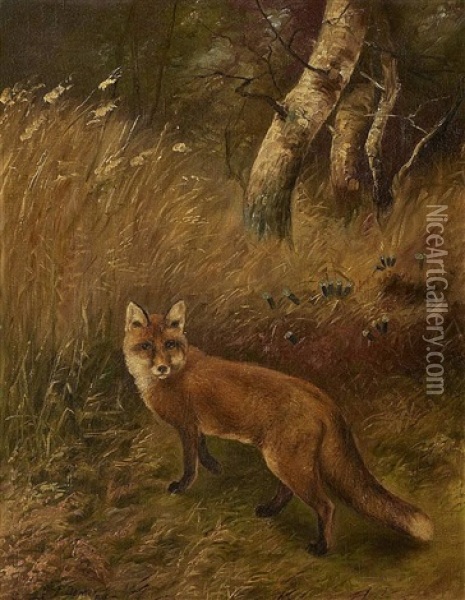A Creeping Fox Oil Painting - Carl Friedrich Deiker