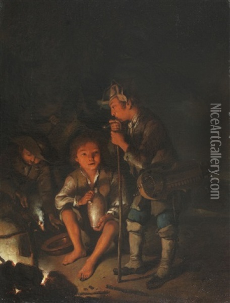 2 Pendants: Nachtliche Kinderszenen Oil Painting - Johann Conrad Seekatz