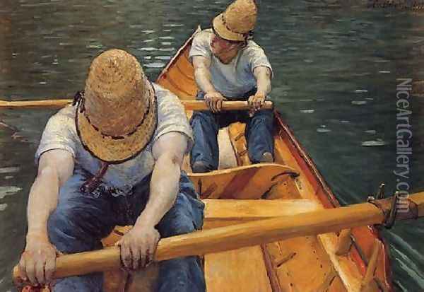 The Oarsmen Oil Painting - Gustave Caillebotte