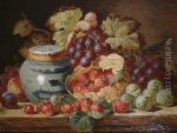 Still Life With Fruit And A Ginger Jar Oil Painting - Charles Thomas Bale