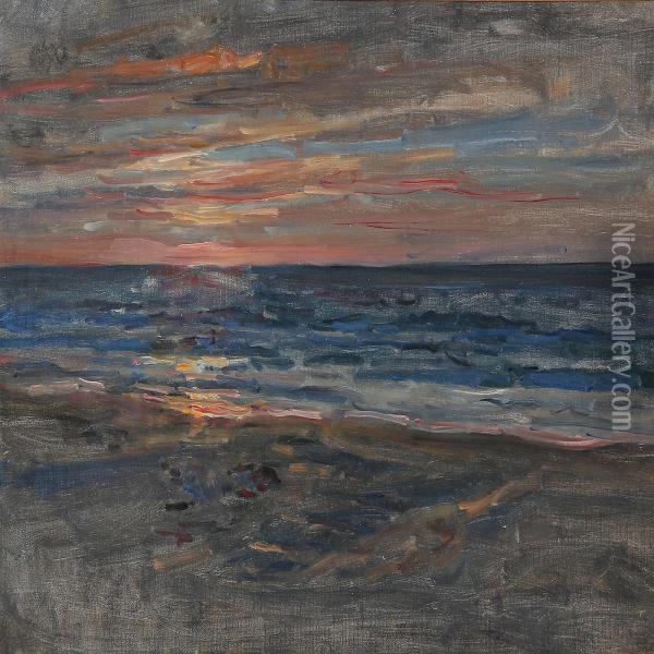Sunset At Laeso Island Oil Painting - Viggo Johansen