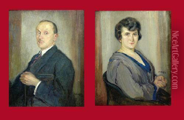 Para Portretow Oil Painting - Wilhelm Wachtel