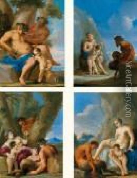 Venus Masquant Les Yeux De Cupidon Oil Painting - Cirlce Of Filippo Lauri