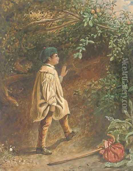 The young apple picker Oil Painting - English School