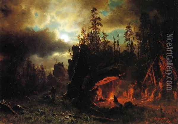 The Trappers' Camp 1861 Oil Painting - Albert Bierstadt