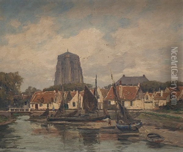 View On Lissewege At Flanders Oil Painting - Wilhelm Hambuechen