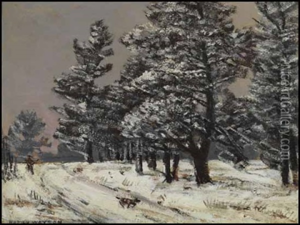Winter Road Oil Painting - Homer Ransford Watson