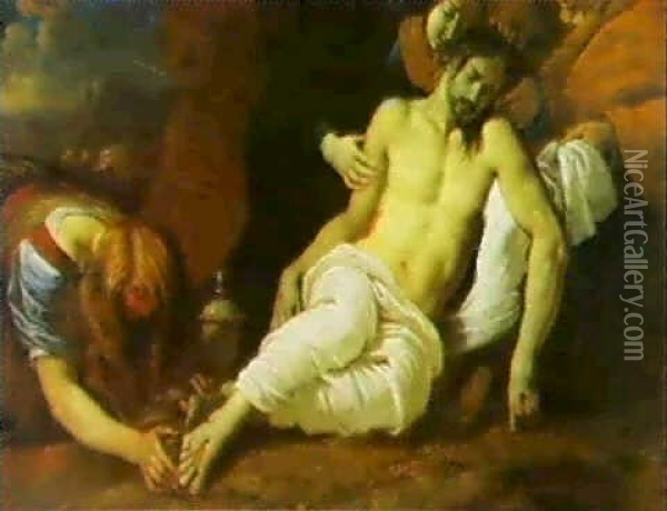 The Pieta Oil Painting - Sebastien Bourdon