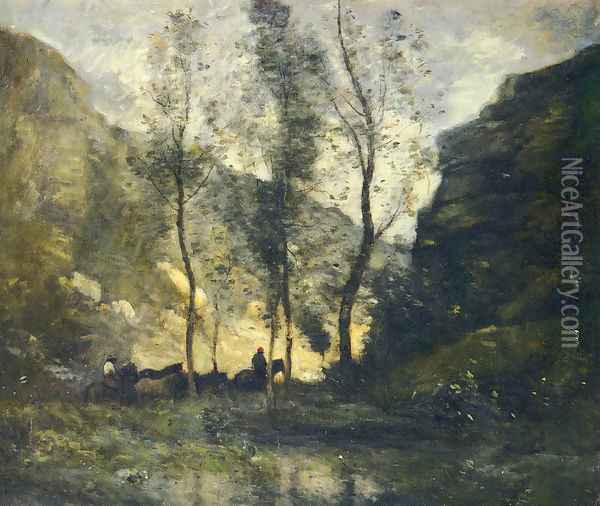 Les Contrebandiers Oil Painting - Jean-Baptiste-Camille Corot