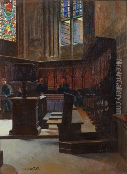 Church Interior Oil Painting - Antonio Maria Aspettati