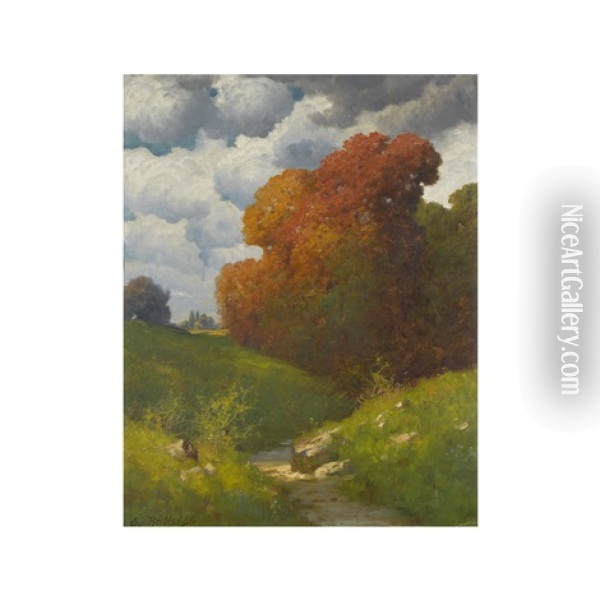 Herbstliche Bachlandschaft Oil Painting - Eduard Ruedisuehli