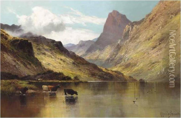 Ogwen, North Wales Oil Painting - Alfred de Breanski