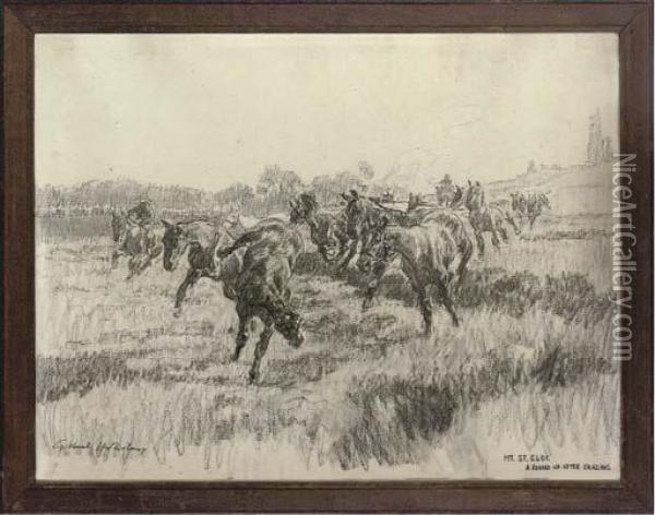 Mount St. Eloi, A Round Up After Grazing Oil Painting - Gilbert Holiday