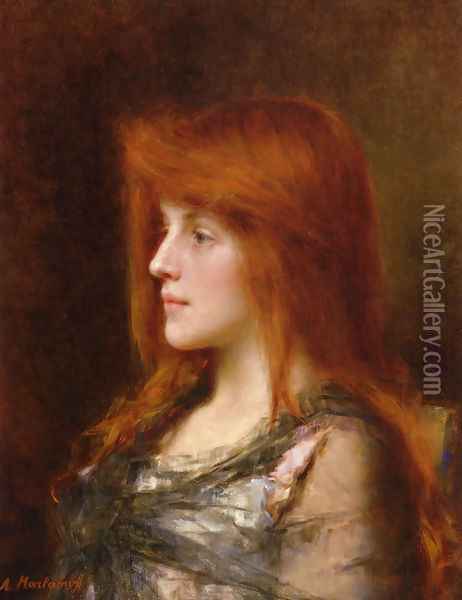 Portrait Of A Young Beauty Oil Painting - Alexei Alexeivich Harlamoff