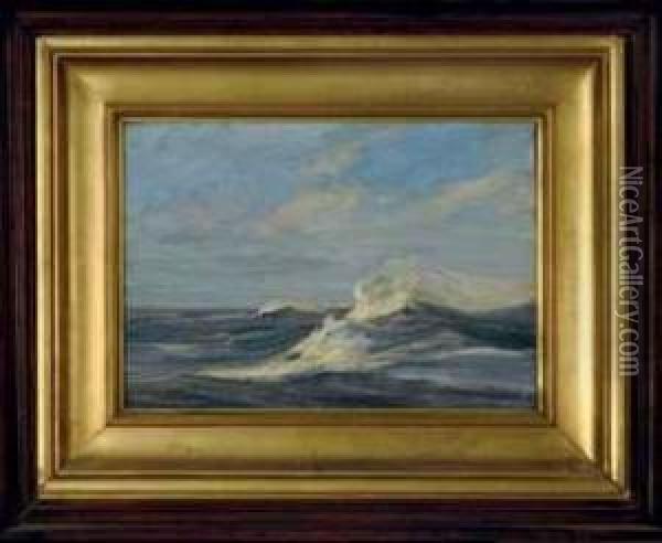 Waves Crashing Oil Painting - Charles Herbert Woodbury