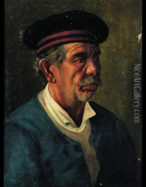 Vecchio Marinaio Genovese Oil Painting - Alfredo Luxoro