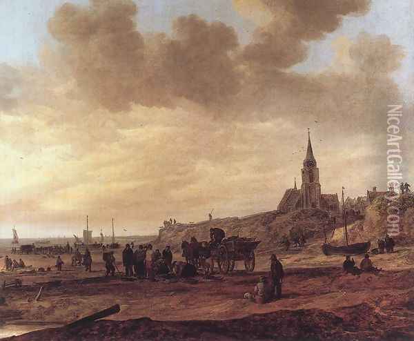 Beach at Scheveningen 1646 Oil Painting - Jan van Goyen