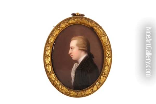 Portrait Miniature Of John Hope, Profile Facing Left, Wearing A Black Coat And White Tied Cravat Oil Painting - Henry Bone